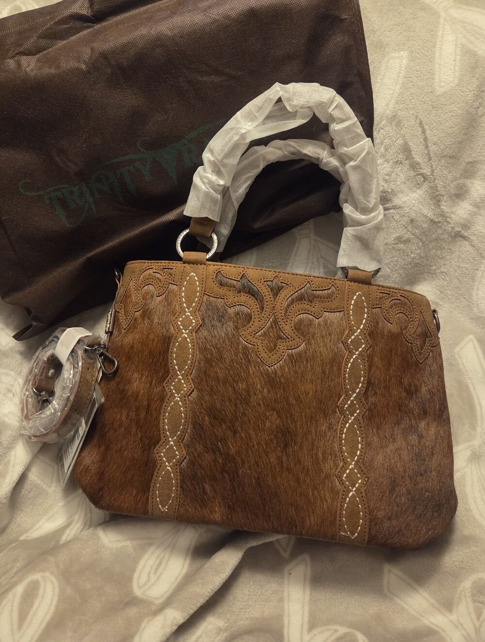 Trinity Ranch Genuine Genuine Hair-On Cowhide Concealed Carry Tote